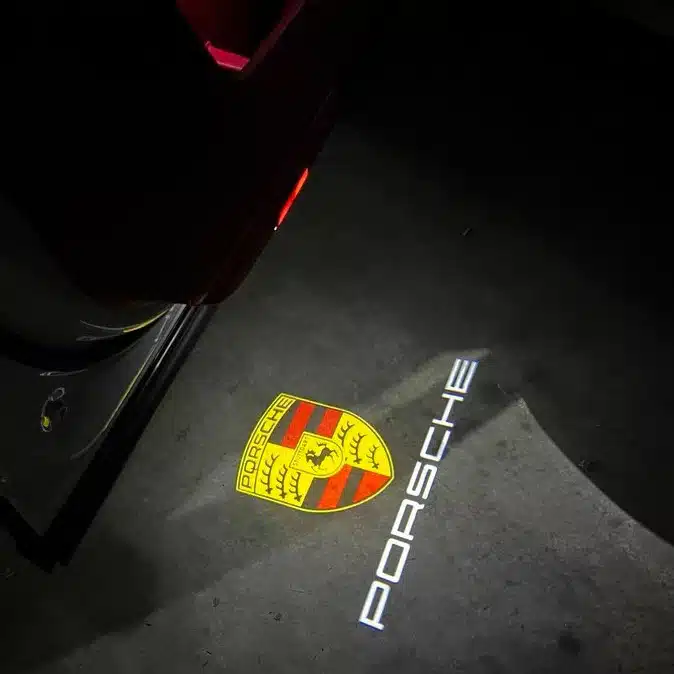 Porsche Door Lights with crystal-clear optics for 911, Cayenne, and Macan.